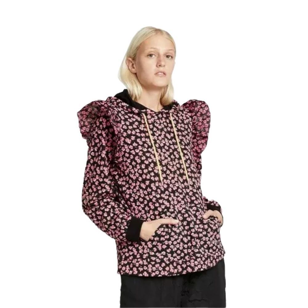 NWOT Sandy Liang x Target Floral Print Ruffle Hoodie in Pink Ditsy
